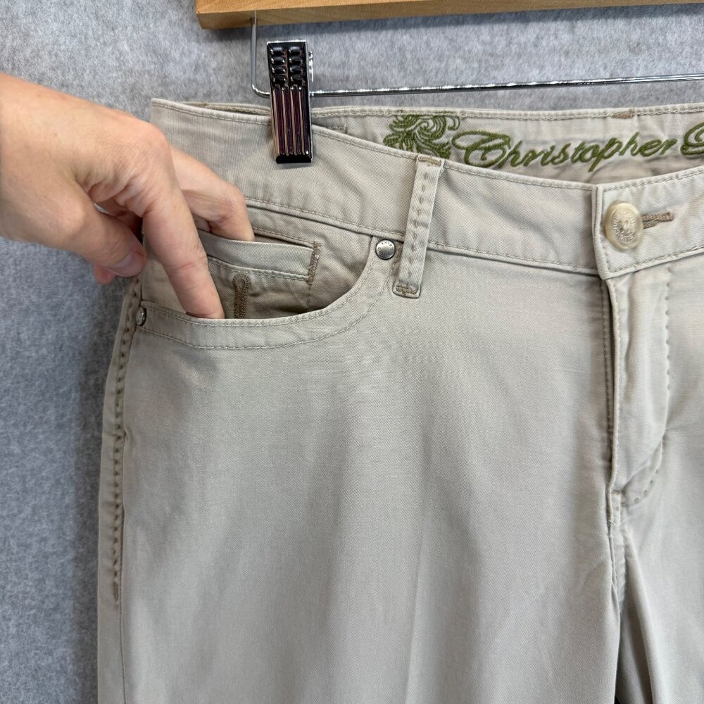 Christopher Blue‎ Womens Cropped Khaki Tan Pants Classic Casual Capri Size 10 - Picture 5 of 15